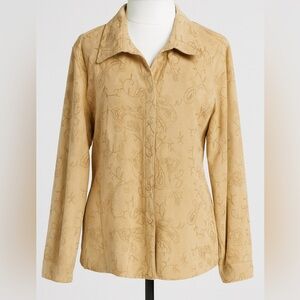 Willow Bay Women’s XL Beige‎ paisley Embroidered button up shirt